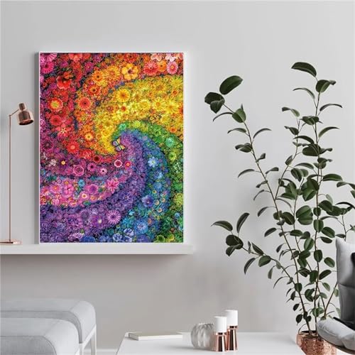5D Diamond Painting Abstrakte Blume Set,Buntes Mandala Diamant Painting Bilder Kit für Kinder Erwachsene Full DIY Stickerei Diamond Art Painting Wohnzimmer Büro Wand Dekor Round Drill,40x60cm von Jinmer
