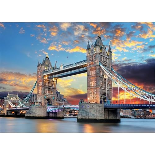 5D Diamond Painting Erwachsene Kit,Berühmte Brücke Szenerie Diamant Painting Bilder,DIY Diamond Art Erwachsene Kinder Kristall Strass Kreuzstich Stickerei Malen Nach Zahlen Wand Deko Geschenke,50x70cm von Jinmer