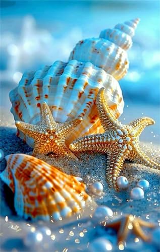 Beach Shell Starfish Diamond Art Kits,5D Diamond Painting Kits for Adults,DIY Full Round Drill diamond painting kits for Beginners Rhinestone Embroidery Picture Art For Home Decor 100x210 cm von Jinmer