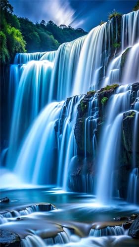 DIY Landschaft Wasserfall Diamond Painting Erwachsene,5D Diamant Painting Bilder für Anfänger,Square Drill Vollbohrer Diamanten Malerei Set Stickerei Kreuzstich Geschenke Home Wand Dekor 90x190 cm von Jinmer
