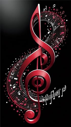 DIY Rote Musiknoten Diamond Painting Erwachsene,5D Diamant Painting Bilder für Anfänger,Square Drill Vollbohrer Diamanten Malerei Set Stickerei Kreuzstich Geschenke Home Wand Dekor 70x150 cm von Jinmer