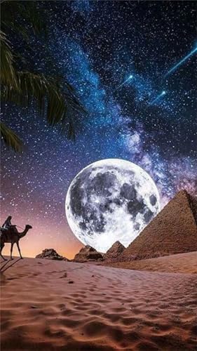 DIY Wüste Mond Landschaft Diamond Painting Erwachsene,5D Diamant Painting Bilder für Anfänger,Round Drill Vollbohrer Diamanten Malerei Set Stickerei Kreuzstich Geschenke Home Wand Dekor 90x190 cm von Jinmer