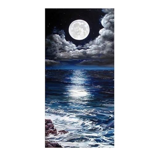 Diamond Painting Erwachsene Mondmeer 5D Diamant Painting Bilder Groß Diamond Painting Set DIY Full Kreuzstich Bilder Diamant Malerei für Wohnzimmer Dekor Round drill,30x70cm von Jinmer
