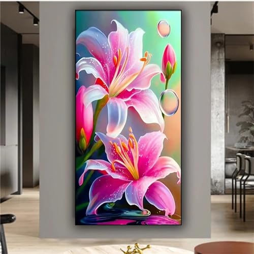 Diamond Painting Erwachsene Rosa Lilie 5D Diamant Painting Bilder Erwachsene Groß Diamond Painting Set DIY Full Drill Kreuzstich Bilder Diamant Malerei für Wohnzimmer Dekoration Rundbohrer,50x100cm Diamond Painting Erwachsene Rosa Lilie 5D Diamant Painting Bilder Erwachsene Groß Diamond Painting Set DIY Full Drill Kreuzstich Bilder Diamant Malerei für Wohnzimmer Dekoration Rundbohrer,50x100cm von Jinmer