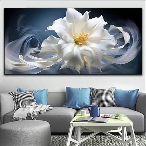 Diamond Painting Erwachsene Weiße Lilien 5D Diamant Painting Bilder Erwachsene Groß Diamond Painting Set DIY Full Drill Kreuzstich Bilder Diamant Malerei für Wohnzimmer Dekoration Rundbohrer,100x200cm von Jinmer