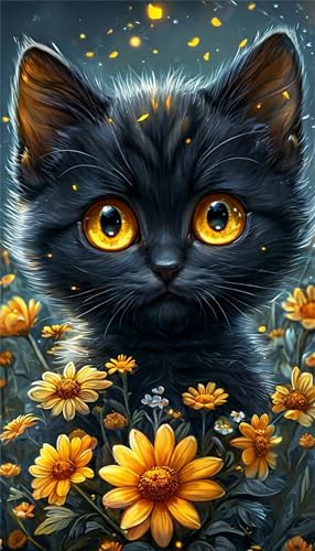 Flower Black Cat Diamond Art Kits,5D Diamond Painting Kits for Adults,DIY Full Round Drill diamond painting kits for Beginners Rhinestone Embroidery Picture Art For Home Decor 20x50 cm Flower Black Cat Diamond Art Kits,5D Diamond Painting Kits for Adults,DIY Full Round Drill diamond painting kits for Beginners Rhinestone Embroidery Picture Art For Home Decor 20x50 cm von Jinmer