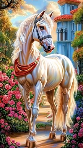 Flower Horse House Diamond Art Kits,5D Diamond Painting Kits for Adults,DIY Full Square Drill diamond painting kits for Beginners Rhinestone Embroidery Picture Art For Home Decor 30x70 cm Flower Horse House Diamond Art Kits,5D Diamond Painting Kits for Adults,DIY Full Square Drill diamond painting kits for Beginners Rhinestone Embroidery Picture Art For Home Decor 30x70 cm von Jinmer
