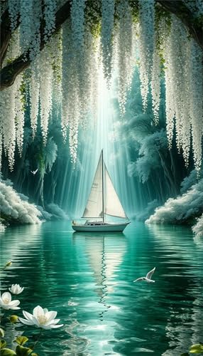 Flower Lake Sailing Diamond Art Kits,5D Diamond Painting Kits for Adults,DIY Full Round Drill diamond painting kits for Beginners Rhinestone Embroidery Picture Art For Home Decor 90x190 cm Flower Lake Sailing Diamond Art Kits,5D Diamond Painting Kits for Adults,DIY Full Round Drill diamond painting kits for Beginners Rhinestone Embroidery Picture Art For Home Decor 90x190 cm von Jinmer