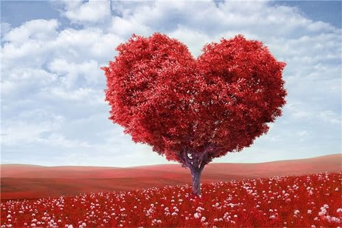 Rotes Herz Baum Diamond Painting Set,5D DIY Diamant Painting Bilder Voller Vierkant-Bohrer Kristall Stickerei Kreuzstich Kunsthandwerk Home Schlafzimmer Büro Wand Dekoration,25x45cm von Jinmer