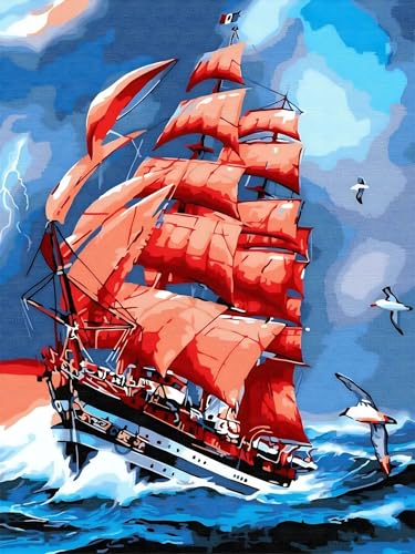 Rotes Segelbootmeer Malen Nach Zahlen Erwachsene,60x75 cm DIY Handgemalt Ölgemälde Kit für Anfänger,mit Pinseln Leinwand Acrylfarben Set für Haus Wand Deko,ohne Rahmen Rotes Segelbootmeer Malen Nach Zahlen Erwachsene,60x75 cm DIY Handgemalt Ölgemälde Kit für Anfänger,mit Pinseln Leinwand Acrylfarben Set für Haus Wand Deko,ohne Rahmen von Jinmer