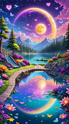 Scenic Lake Flowers Diamond Art Kits,5D Diamond Painting Kits for Adults,DIY Full Round Drill diamond painting kits for Beginners Rhinestone Embroidery Picture Art For Home Decor 30x70 cm Scenic Lake Flowers Diamond Art Kits,5D Diamond Painting Kits for Adults,DIY Full Round Drill diamond painting kits for Beginners Rhinestone Embroidery Picture Art For Home Decor 30x70 cm von Jinmer