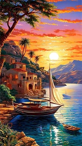 Seaside Boat Scenery Diamond Art Kits,5D Diamond Painting Kits for Adults,DIY Full Square Drill diamond painting kits for Beginners Rhinestone Embroidery Picture Art For Home Decor 80x170 cm Seaside Boat Scenery Diamond Art Kits,5D Diamond Painting Kits for Adults,DIY Full Square Drill diamond painting kits for Beginners Rhinestone Embroidery Picture Art For Home Decor 80x170 cm von Jinmer