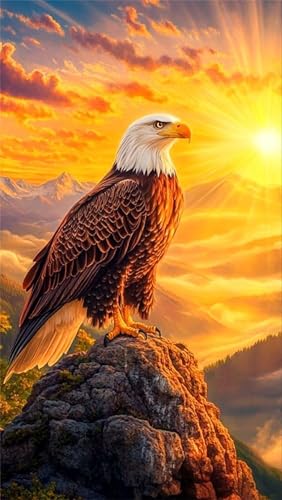 Sunset Mountain Eagle Diamond Art Kits,5D Diamond Painting Kits for Adults,DIY Full Round Drill diamond painting kits for Beginners Rhinestone Embroidery Picture Art For Home Decor 80x170 cm von Jinmer