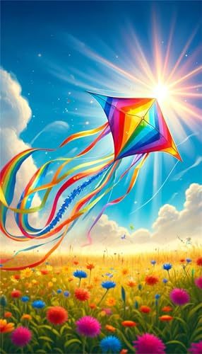 Sunshine Kite Flower Diamond Art Kits,5D Diamond Painting Kits for Adults,DIY Full Round Drill diamond painting kits for Beginners Rhinestone Embroidery Picture Art For Home Decor 90x190 cm von Jinmer