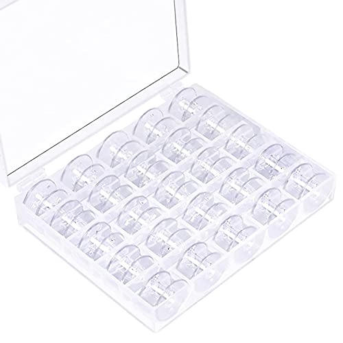 Jinpojun 25 Stück Nähmaschine Spulen mit Spulenbox, Spulen Nähmaschine Kunststoff für Gängige/Spule Nähmaschine für Babylock Janome Kenmore Nadel von Jinpojun