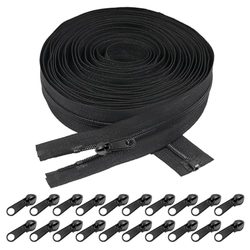 10m × 32mm Endlos Reißverschluss Schwarzer,#5 Nylon Reisverschluss Endloses,20 Metall Schieber Endlos Reissverschluss Mit Zipper,Reissverschluss Meterware für DIY-Näharbeiten an Taschen, Kleidung usw 10m × 32mm Endlos Reißverschluss Schwarzer,#5 Nylon Reisverschluss Endloses,20 Metall Schieber Endlos Reissverschluss Mit Zipper,Reissverschluss Meterware für DIY-Näharbeiten an Taschen, Kleidung usw von Jinsion