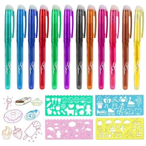 12 Farben Radierstift mit 4 Malerei Vorlage, Radierbarer Kugelschreiber, 0.7mm Wegradierbare Friction Stifte, Radierbare Gelstifte, Tintenroller Radierbar für Schulsachen Bürobedarf Studenten 12 Farben Radierstift mit 4 Malerei Vorlage, Radierbarer Kugelschreiber, 0.7mm Wegradierbare Friction Stifte, Radierbare Gelstifte, Tintenroller Radierbar für Schulsachen Bürobedarf Studenten von Jinsion