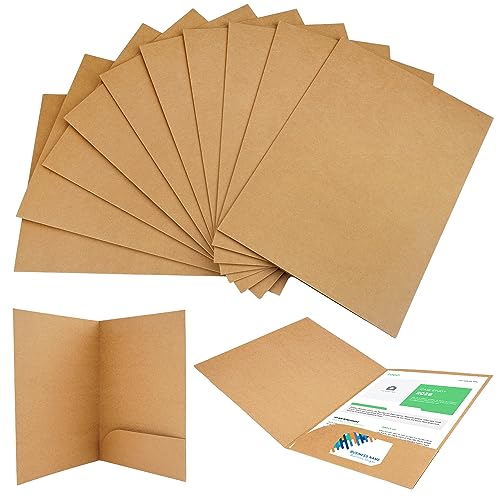 12 Stück Dokumentenmappe A4 Pappe, Dokumentenmappe A4 Kraftpapier mit Tasche, Aktendeckel A4 Pappe mit Kartenschlitz, A4 Präsentationsmappen Braun, Aktenmappe A4 Pappe, für Büro, Schule und Zuhause von Jinsion