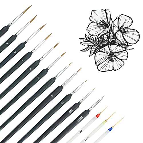 14 Stück Detail Pinsel Set, Premium Feine Detail Pinsel, Miniatur-Pinsel, Pinselset Malen, Zeichenpinsel Pinselsetfür Künstler, Aquarell, Detailmalereien, Modelliermodelle, Nagelkunst, Acryl Schwarz 14 Stück Detail Pinsel Set, Premium Feine Detail Pinsel, Miniatur-Pinsel, Pinselset Malen, Zeichenpinsel Pinselsetfür Künstler, Aquarell, Detailmalereien, Modelliermodelle, Nagelkunst, Acryl Schwarz von Jinsion