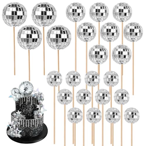 24 Stück Discokugel Tortendeko, Mini Discokugel Kuchen Toppers Deko, Spiegel Kugeln Kuchen Deko, Disco Ball Cupcake Toppers für 70/80/90er Disco Musik Tanz Mottoparty Dekorationszubehör(Silber) 24 Stück Discokugel Tortendeko, Mini Discokugel Kuchen Toppers Deko, Spiegel Kugeln Kuchen Deko, Disco Ball Cupcake Toppers für 70/80/90er Disco Musik Tanz Mottoparty Dekorationszubehör(Silber) von Jinsion