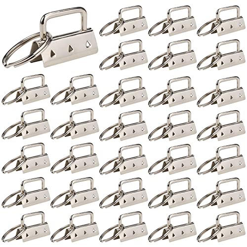 30 Stück Schlüsselanhänger Rohlinge 32mm Schlüsselband Hardware Klemmschließeanhänger Handwerkliche Clip mit Schlüsselring Herstellung Zange für Bändern Taschenarmbänder Schlüsselbändern, Silber von Jinsion
