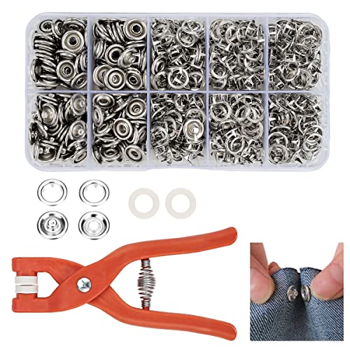 300 Sets Druckknöpfe 10mm, Metall Druckknopfzange mit Zange, Druckknöpfe Jersey Druckknöpfe, Druckknöpfe Ohne Nähen für Nähen Von Kinderkleidung, Leder, Stoff, Gürtel, Heimwerkerarbeiten von Jinsion