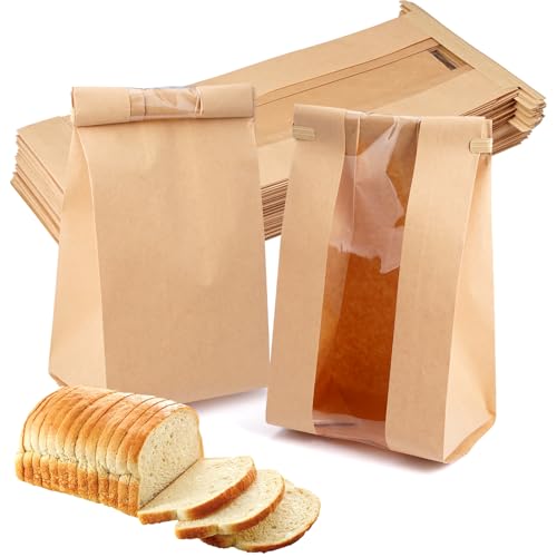 50 Stück Papiertüten mit Fenster, Brottüten Braun, Brottüten Papier Groß, Brotpapiertüten für Lebensmittelverpackungen für Hausgemachtes Brot, Sauerteig, Laib, Kekse, Geschenke (12 x 9 x 30 cm) 50 Stück Papiertüten mit Fenster, Brottüten Braun, Brottüten Papier Groß, Brotpapiertüten für Lebensmittelverpackungen für Hausgemachtes Brot, Sauerteig, Laib, Kekse, Geschenke (12 x 9 x 30 cm) von Jinsion