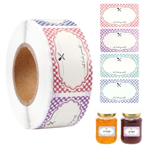 500 Stück Marmeladen Etiketten, 30x50mm Selbstklebende Datum Etiketten, Ablösbare Gefrieretiketten Auf, Aufkleber Etiketten Marmeladengläser, Etiketten zum Beschriften für Backen Gläser Flaschen Tüten von Jinsion