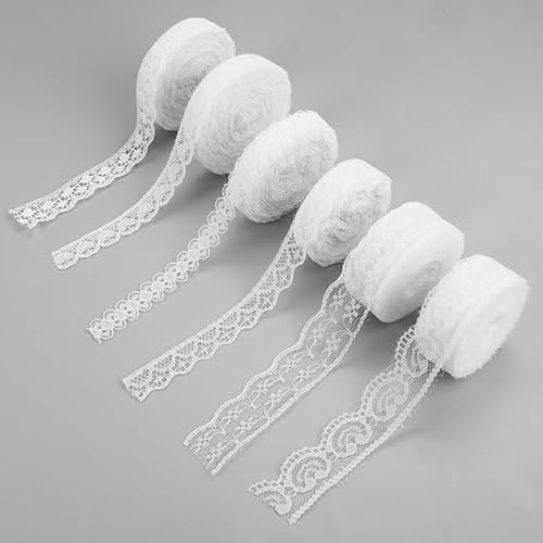 6 Rolls 60M Spitzenbordüre Spitzenband Weiss, Vintage Spitzenband, Spitze Zierband, Dekoband Zierband Spitzenborte für DIY Nähen Handwerk, Hochzeit, Dekoration, Scrapbooking, Geschenkbox Deko 6 Rolls 60M Spitzenbordüre Spitzenband Weiss, Vintage Spitzenband, Spitze Zierband, Dekoband Zierband Spitzenborte für DIY Nähen Handwerk, Hochzeit, Dekoration, Scrapbooking, Geschenkbox Deko von Jinsion
