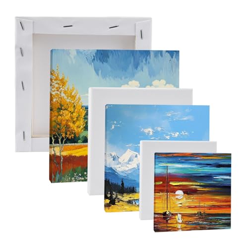 6 Stück Leinwand zum Bemalen Set 10x10cm/15x15cm/20x20cm Weiß Mini Leinwand Set, Kleine Leinwände zum Bemalen, Baumwolle Leinwand Rahmen Keilrahmen für Acrylfarben, Gemälde, Wasser Malbrett 6 Stück Leinwand zum Bemalen Set 10x10cm/15x15cm/20x20cm Weiß Mini Leinwand Set, Kleine Leinwände zum Bemalen, Baumwolle Leinwand Rahmen Keilrahmen für Acrylfarben, Gemälde, Wasser Malbrett von Jinsion