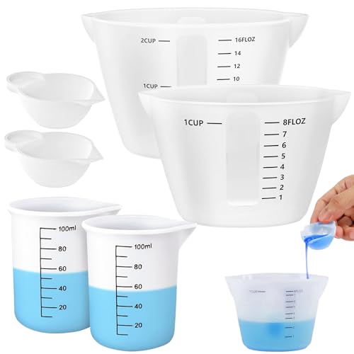 6 Stück Silikon Messbecher Krüge,Silikonbecher 500ml/250ml/100ml/10ml,Wiederverwendbare Silikon Messbecher Set,Epoxidharz Mischbecher mit Skala Clear,Silikon-Messbecher,für DIY,Basteln,Labor,Küche 6 Stück Silikon Messbecher Krüge,Silikonbecher 500ml/250ml/100ml/10ml,Wiederverwendbare Silikon Messbecher Set,Epoxidharz Mischbecher mit Skala Clear,Silikon-Messbecher,für DIY,Basteln,Labor,Küche von Jinsion