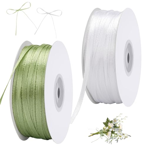 91 m Schleifenband Grün und Geschenkband Weiss,2 Rollen Satinband 3 mm,Schleifenband Salbeigrün,Geschenkband Salbeigrün,Satinband Geschenkband Grün und Weiss für Geschenkverpackung Hochzeit Deko 91 m Schleifenband Grün und Geschenkband Weiss,2 Rollen Satinband 3 mm,Schleifenband Salbeigrün,Geschenkband Salbeigrün,Satinband Geschenkband Grün und Weiss für Geschenkverpackung Hochzeit Deko von Jinsion