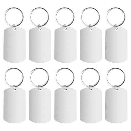 Edelstahl Anhänger Blanko, 10 Stück Dog Tag Rohlinge mit Schlüsselring, Schlüsselanhänger Blanko Metall, Rechteckige Hundemarke Rohling, Leere Anhänger Edelstahl für DIY Halsketten, Haustierkarten Edelstahl Anhänger Blanko, 10 Stück Dog Tag Rohlinge mit Schlüsselring, Schlüsselanhänger Blanko Metall, Rechteckige Hundemarke Rohling, Leere Anhänger Edelstahl für DIY Halsketten, Haustierkarten von Jinsion