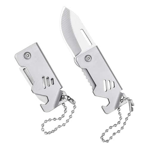 Jinsion 2 Stück Schlüsselanhänger Messer, Multifunktional Mini Taschenmesser, Kompaktes Taschenmesser Schlüsselanhänger, Edelstahl Klappmesser Klein für Camping, Wandern und den täglichen Gebrauch Jinsion 2 Stück Schlüsselanhänger Messer, Multifunktional Mini Taschenmesser, Kompaktes Taschenmesser Schlüsselanhänger, Edelstahl Klappmesser Klein für Camping, Wandern und den täglichen Gebrauch von Jinsion