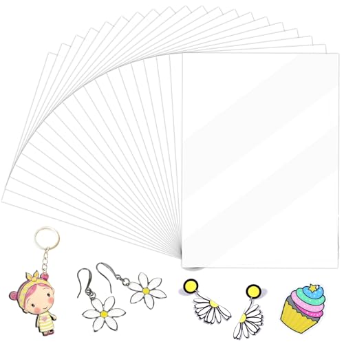 Jinsion 20 Stück Schrumpffolien Durchscheinend, A4 Schrumpffolie zum Bemalen, 20x29cm Schrumpfpapier, Schrumpfende Plastikfolien, Schrumpffolienplatten Matt, Schrumpffolie Set, Shrink Plastic Sheets Jinsion 20 Stück Schrumpffolien Durchscheinend, A4 Schrumpffolie zum Bemalen, 20x29cm Schrumpfpapier, Schrumpfende Plastikfolien, Schrumpffolienplatten Matt, Schrumpffolie Set, Shrink Plastic Sheets von Jinsion