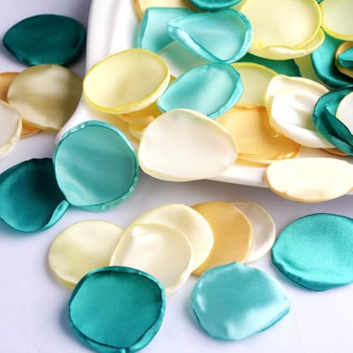 JinweiS Seidenrosenblätter, staubige Rosenblätter, Hochzeit, Blumen, Mädchen, Korb, Gang, Tischdekoration, Party-Konfetti, Brautparty, romantische Nachtdekoration, gemischte Farben, Set B, 400 Stück von JinweiS