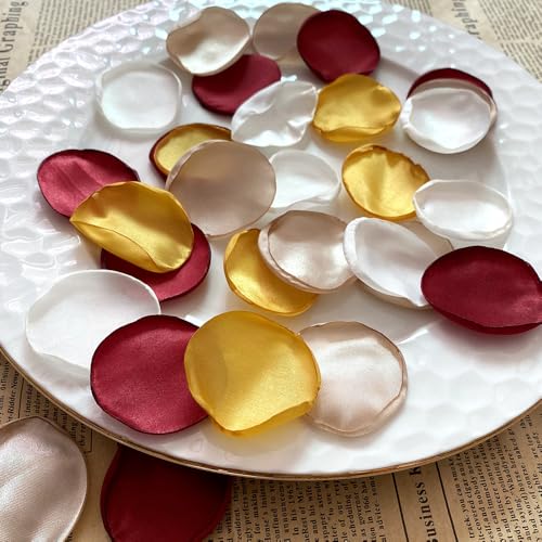 JinweiS Seidenrosenblätter, staubige Rosenblätter, Hochzeit, Blumen, Mädchen, Korb, Gang, Tischdekoration, Party-Konfetti, Brautparty, romantische Nachtdekoration, gemischte Farben, Set F, 400 Stück von JinweiS