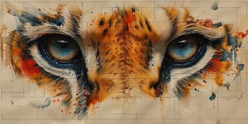 Diamond Painting Abstrakt Diamant Painting Bilder Erwachsene Tiger Diamond Paintings Set, 5D Daiments Paintings Kinder, DIY Diamant Kunst Malerei Stickerei Basteln Mädchen, Zimmer Deko 40x80cm J2-1594 von Jinycoon