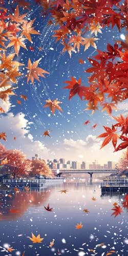 Diamond Painting Ahornblatt Diamant Painting Bilder Erwachsene Herbst Diamond Paintings Set, 5D Daiments Paintings Kinder, DIY Diamant Malerei Stickerei Basteln Mädchen, Zimmer Deko 30x60cm J2-13593 von Jinycoon