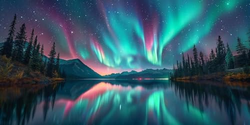 Diamond Painting Aurora Diamant Painting Bilder Erwachsene Landschaft Diamond Paintings Set,5D Daiments Paintings Kinder,DIY Diamant Kunst Malerei Stickerei Basteln Mädchen,Zimmer Deko 30x60cm J2-1413 von Jinycoon