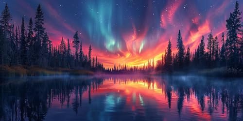 Diamond Painting Aurora Diamant Painting Bilder Erwachsene Landschaft Diamond Paintings Set,5D Daiments Paintings Kinder,DIY Diamant Kunst Malerei Stickerei Basteln Mädchen,Zimmer Deko 60x120cm J2-76 von Jinycoon