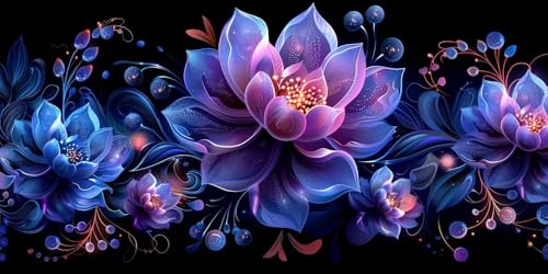 Diamond Painting Blume Diamant Painting Bilder Erwachsene Lila Diamond Paintings Set, 5D Daiments Paintings Kinder, DIY Diamant Kunst Malerei Stickerei Basteln Mädchen, Zimmer Deko 80x160cm J2-218 von Jinycoon