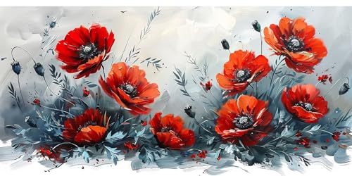 Diamond Painting Blume Diamant Painting Bilder Erwachsene Mohn Diamond Paintings Set, 5D Daiments Paintings Kinder, DIY Diamant Kunst Malerei Stickerei Basteln Mädchen, Zimmer Deko 40x80cm J2-2134 von Jinycoon
