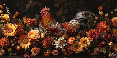 Diamond Painting Chrysantheme Diamant Painting Bilder Erwachsene Hahn Diamond Paintings Set, 5D Daiments Paintings Kinder, DIY Diamant Malerei Stickerei Basteln Mädchen, Zimmer Deko 60x120cm J2-3476 von Jinycoon