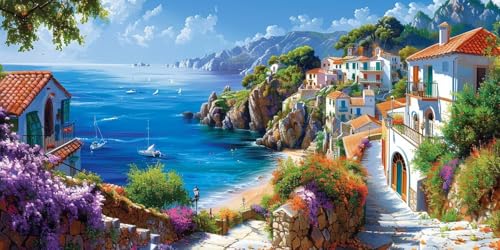 Diamond Painting Erwachsene Groß XXL 100x200cm, 5D Diamond Painting Am Meer Diamant Paintings Bilder Kleine Stadt Daiments Paintings Kinder, DIY Mosaik Bastelset Erwachsene, Deko Wohnzimmer J2-6750 von Jinycoon