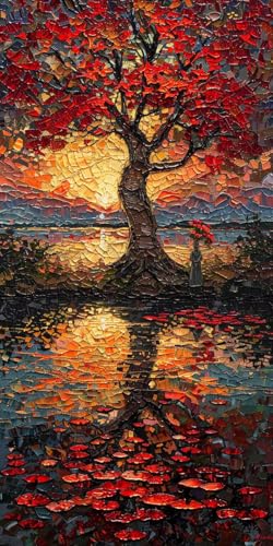 Diamond Painting Erwachsene Groß XXL 100x200cm, 5D Diamond Painting Baum Diamant Paintings Bilder Rot Daiments Paintings Kinder, DIY Mosaik Bastelset Erwachsene, Halloween Deko Wohnzimmer J2-13710 von Jinycoon