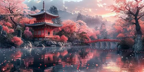 Diamond Painting Erwachsene Groß XXL 100x200cm, 5D Diamond Painting Japan Diamant Paintings Bilder Kirschblüten Daiments Paintings Kinder, DIY Bastelset Erwachsene, Halloween Deko Wohnzimmer J2-370 von Jinycoon