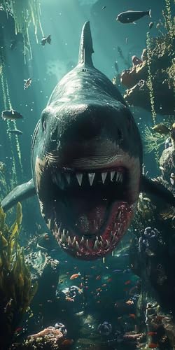 Diamond Painting Erwachsene Groß XXL 100x200cm, 5D Diamond Painting Tier Diamant Paintings Bilder Hai Daiments Paintings Kinder, DIY Mosaik Bastelset Erwachsene, Halloween Deko Wohnzimmer J2-14390 von Jinycoon