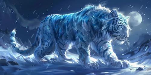 Diamond Painting Erwachsene Groß XXL 100x200cm, 5D Diamond Painting Tiger Diamant Paintings Bilder Mond Daiments Paintings Kinder, DIY Mosaik Bastelset Erwachsene, Halloween Deko Wohnzimmer J2-9950 von Jinycoon