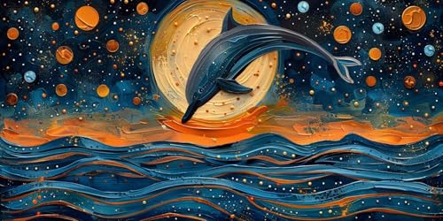 Diamond Painting Erwachsene Groß XXL 100x200cm,5D Diamond Painting Abstrakt Diamant Paintings Bilder Delphin Daiments Paintings Kinder,DIY Mosaik Bastelset Erwachsene,Halloween Deko Wohnzimmer J2-270 von Jinycoon